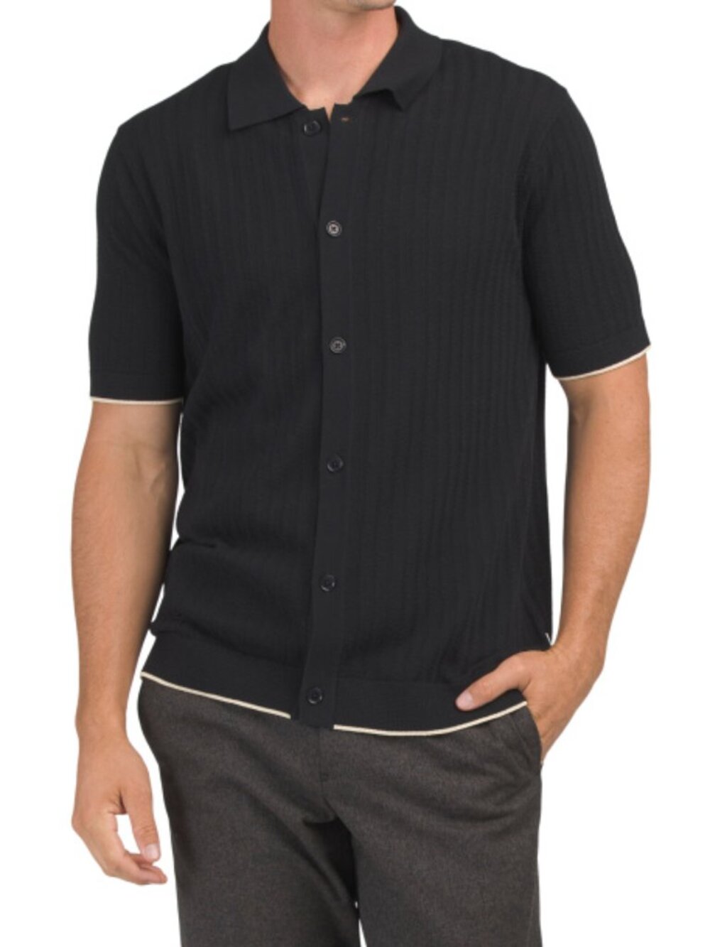 NN07 Men's Dark Navy Short-Sleeve Cotton Polo Sweater